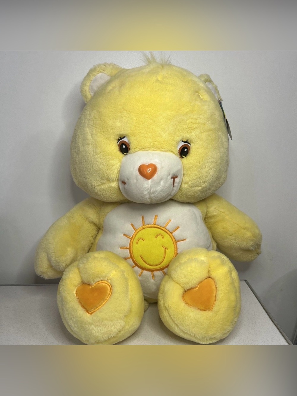 Vintage y2k 2002 Funshine Sunshine Jumbo Care Bear Plush 27" Inch Large Stuffed